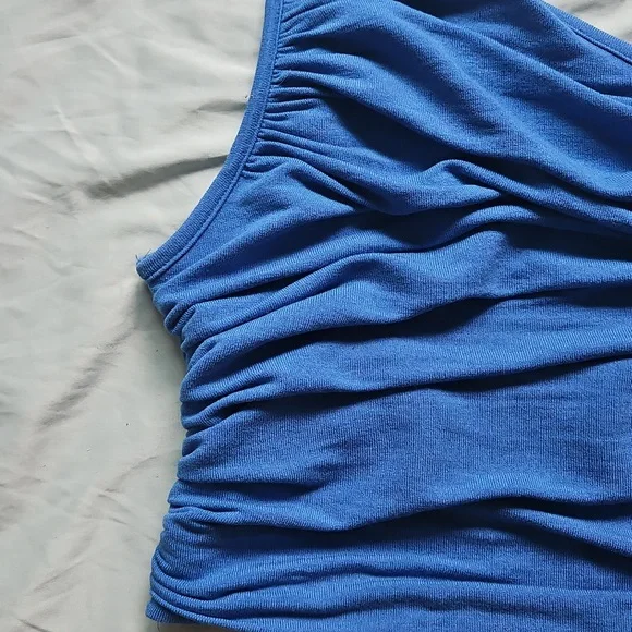 SHEIN Blue Asymmetrical Ruched Tank Top, Size M - Picture 3 of 5